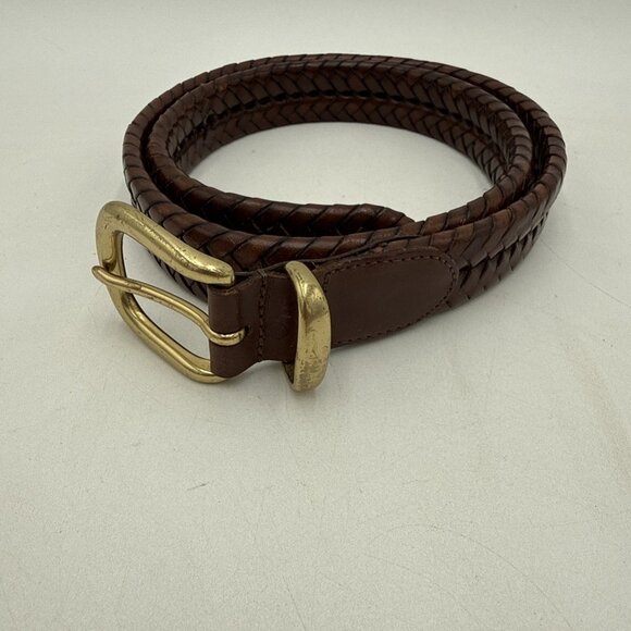 Coach Accessories - Coach Brown Braided Leather Belt Brass Buckle Mens size 34 Tan Woven